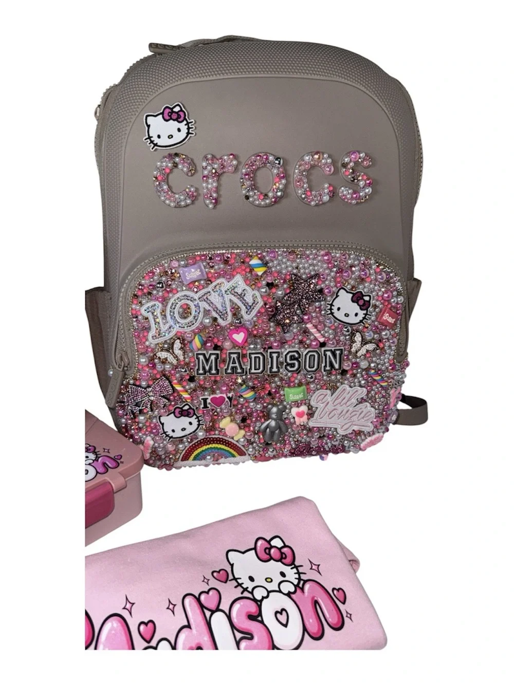 CROCS Pink Beaded Hello Kitty Kids Backpack only